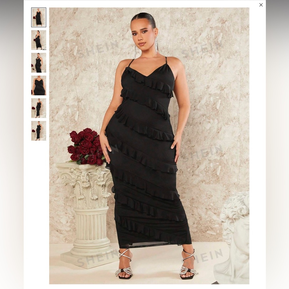 NWT! Black ruffle hem dress